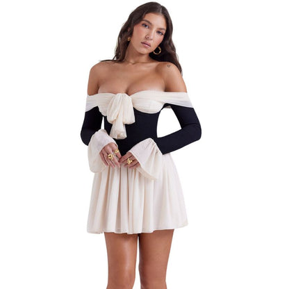 Elegant Mini Dress with Fluted Sleeves