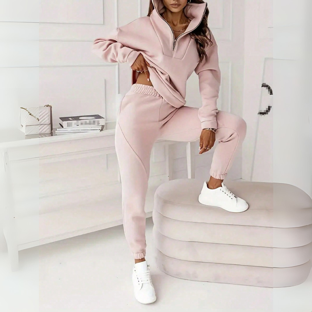 Two Piece Casual Zip Up Sweatshirt And Pants Set