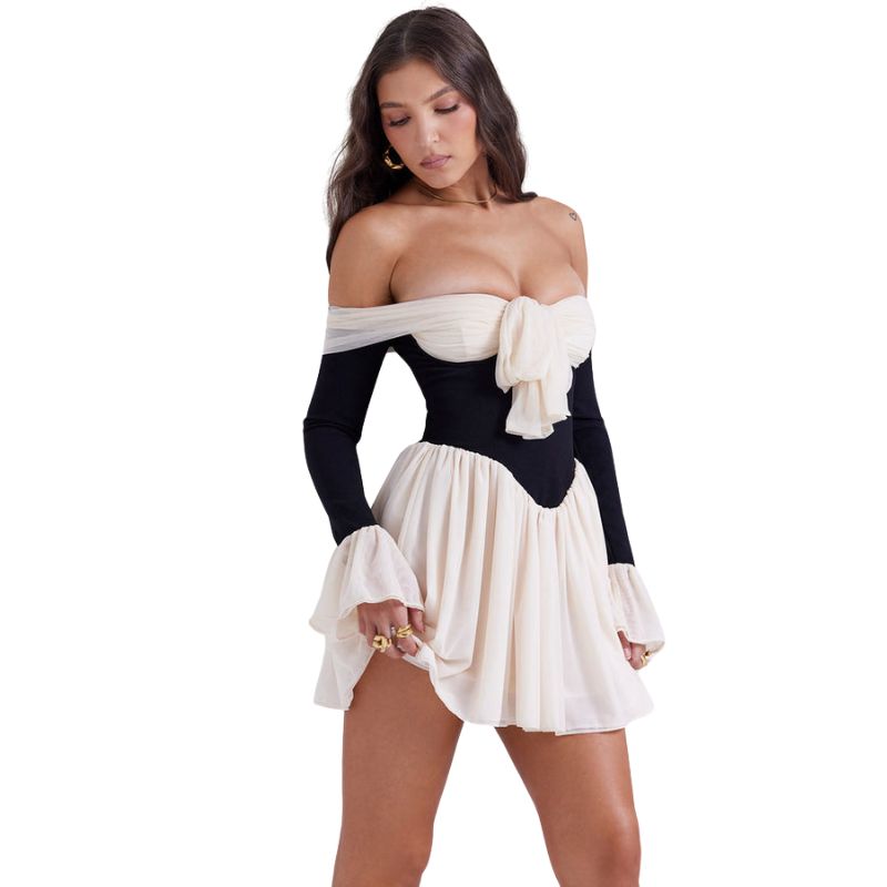 Elegant Mini Dress with Fluted Sleeves