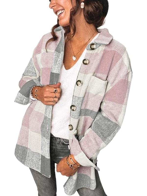 Women Checkered Pattern Jacket With Long Sleeves