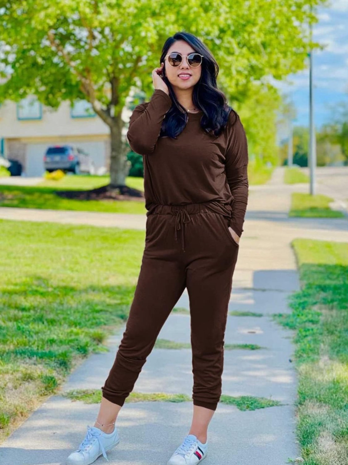 2 Piece Long Sleeve Lounge Outfit Set