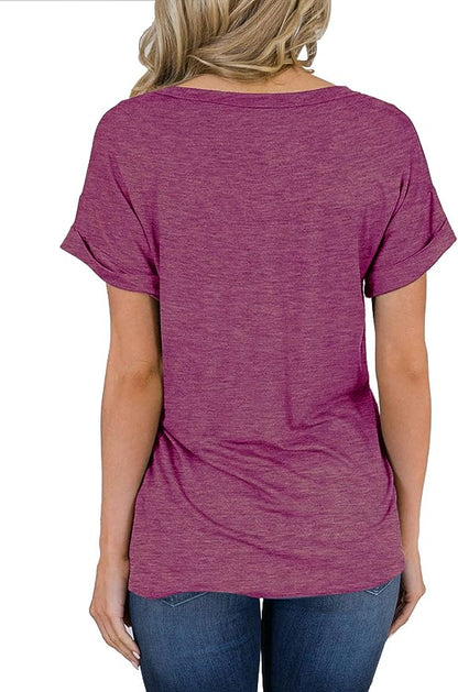 Short Sleeve V Neck Loose Casual T Shirt