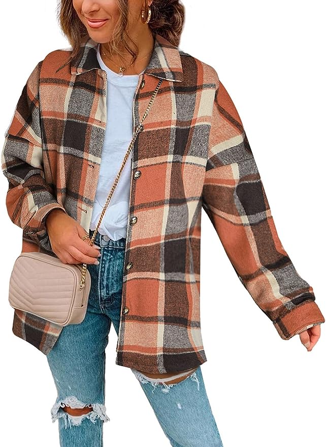 Plaid Shirt Flannel Lapel Shacket