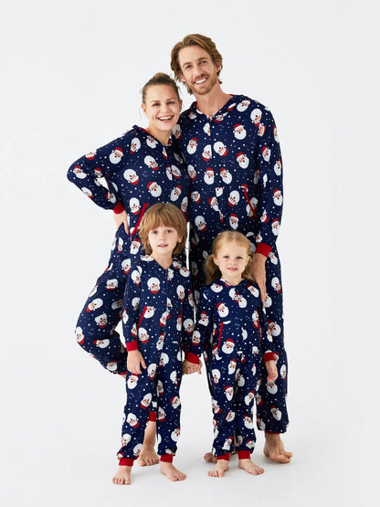 Santa Printed Family Matching Hooded Pajama Set