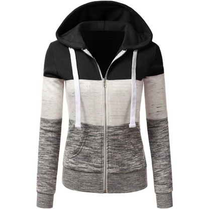 Zip Up Hooded Jacket With Contrast Stripes