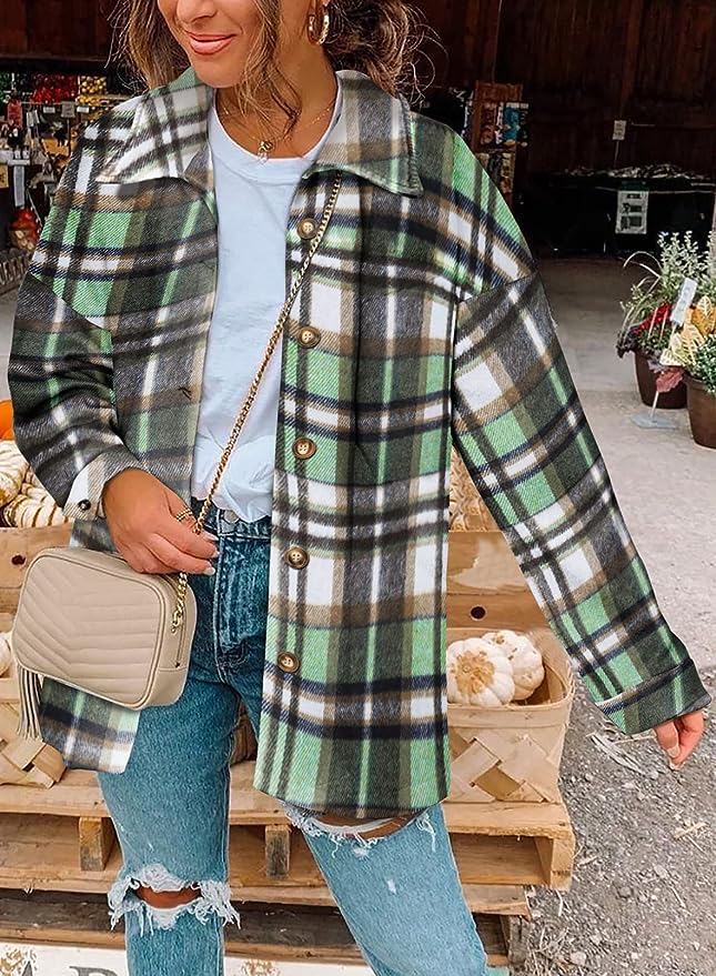 Plaid Shirt Flannel Lapel Shacket