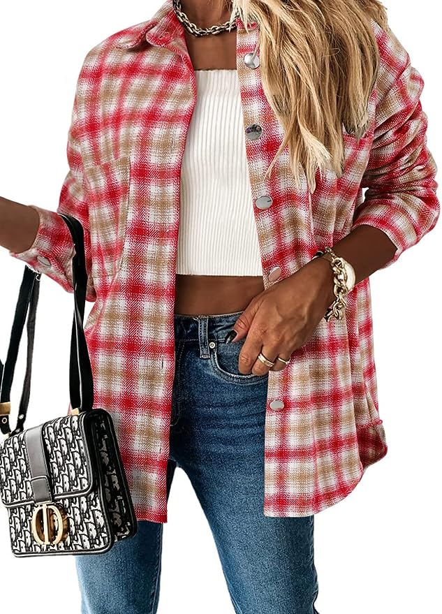 Long Sleeve Plaid Shacket Coat