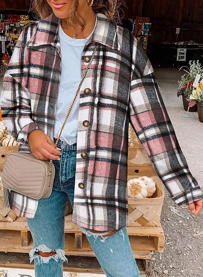 Plaid Shirt Flannel Lapel Shacket