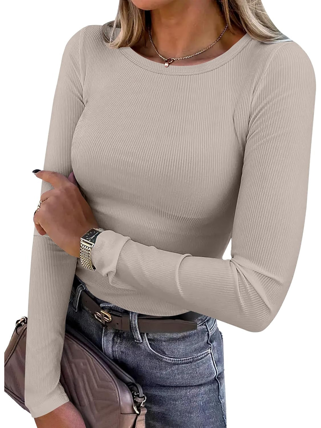 Ribbed Long Sleeve Slim Fit Top