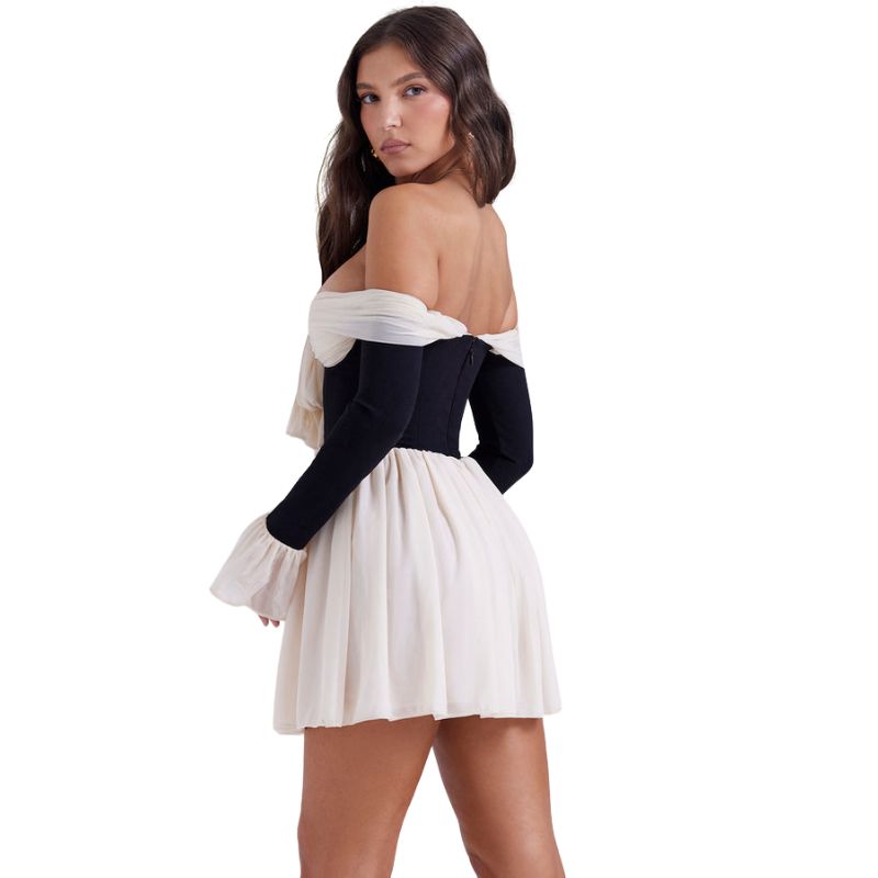 Elegant Mini Dress with Fluted Sleeves