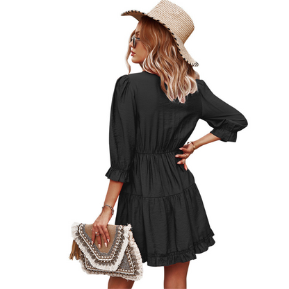 Ruffled Detailed Tiered Midi Dress