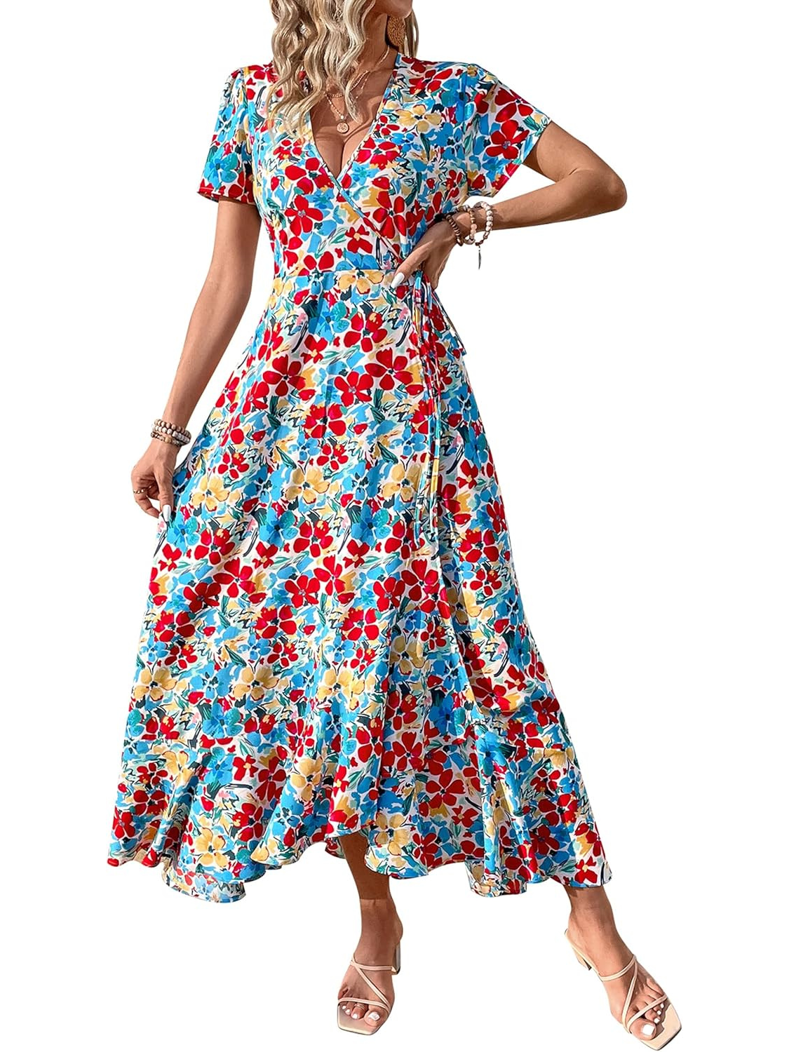 Floral Boho Wrap Maxi Dress