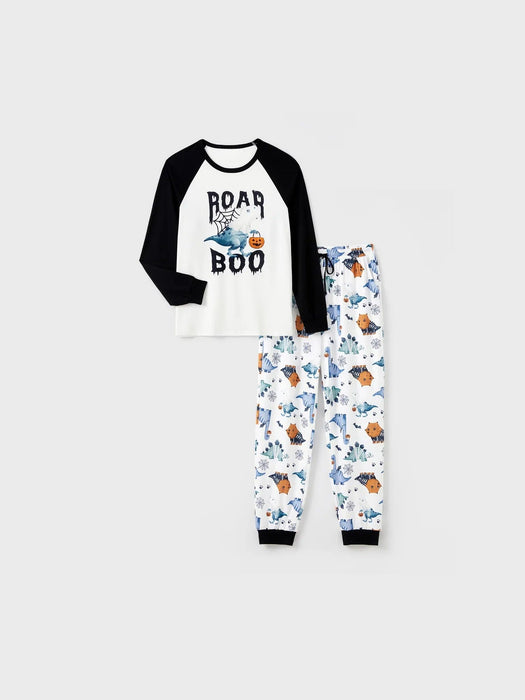 Halloween Family Matching Dinosaur And Pumpkin Printed Pajama Set