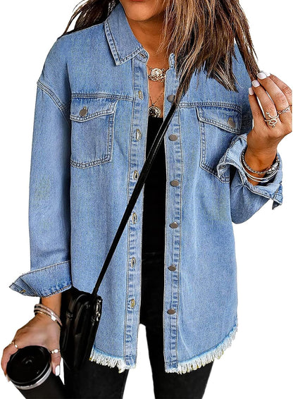 Button Up Long Sleeve Denim Jacket