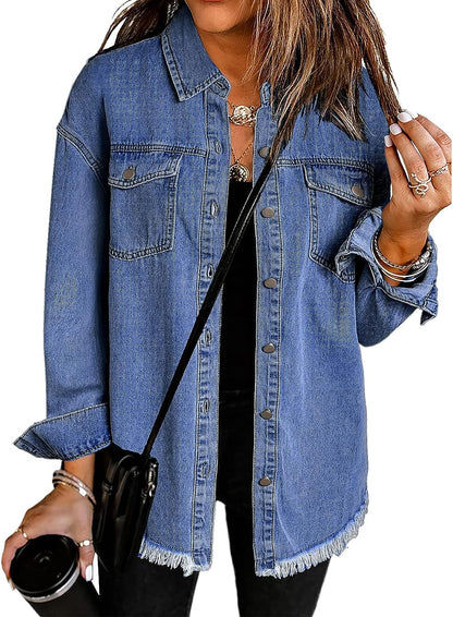 Button Up Long Sleeve Denim Jacket