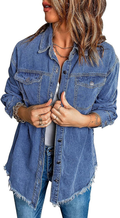 Button Up Long Sleeve Denim Jacket