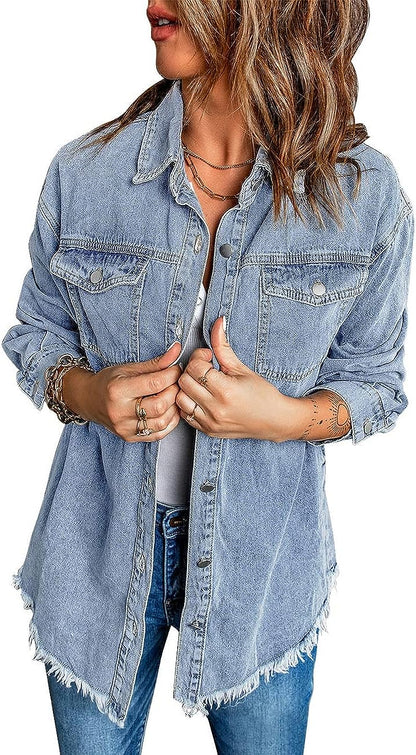 Button Up Long Sleeve Denim Jacket