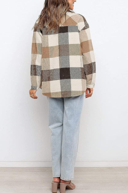 Casual Plaid Button Down Shacket