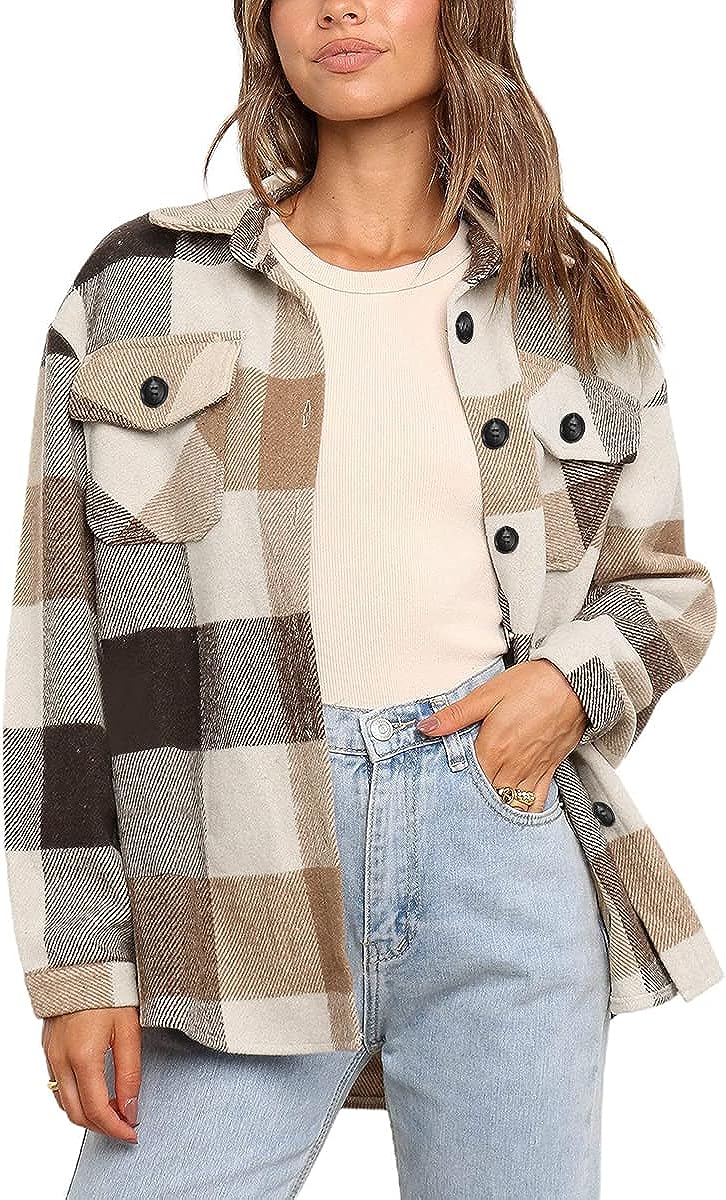 Casual Plaid Button Down Shacket