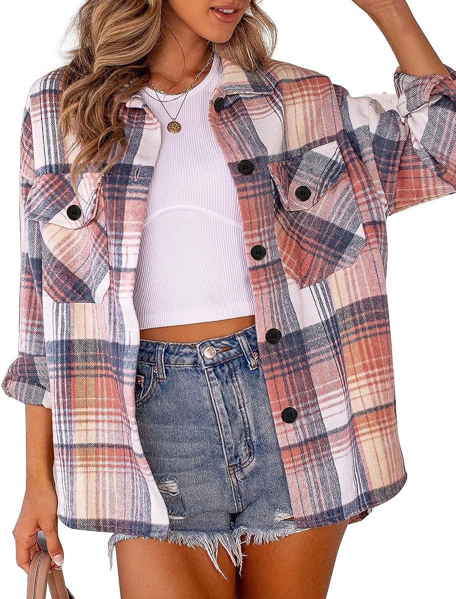 Casual Plaid Button Down Shacket