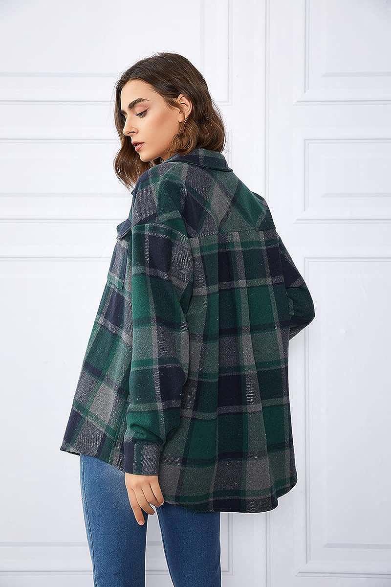 Casual Plaid Button Down Shacket