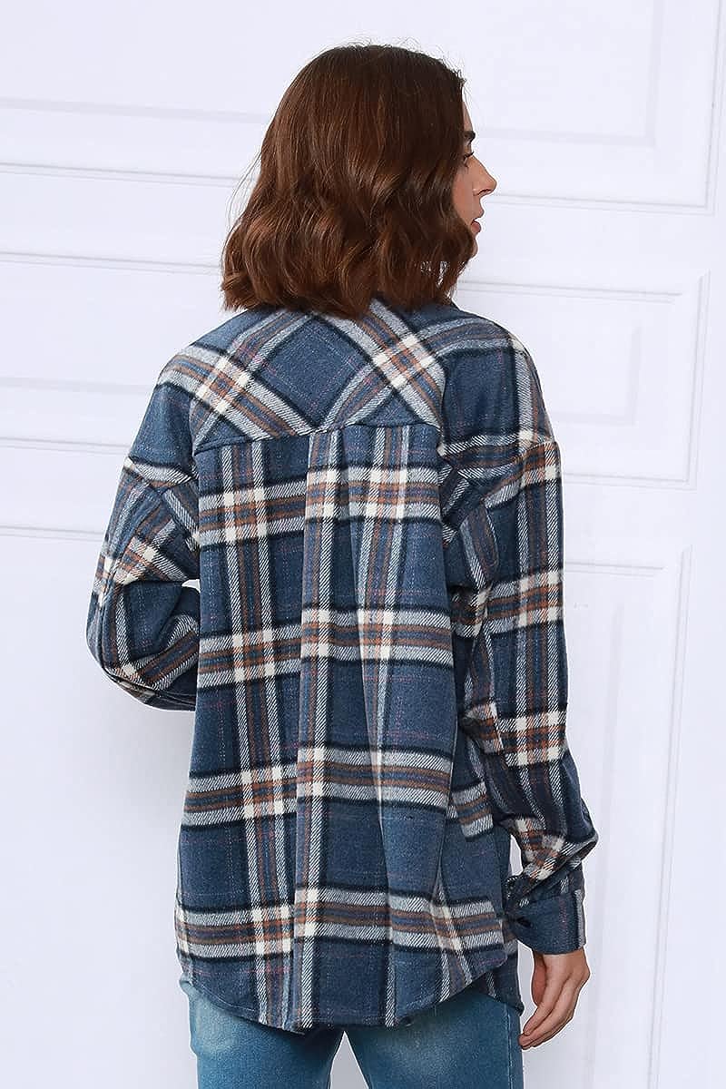 Casual Plaid Button Down Shacket