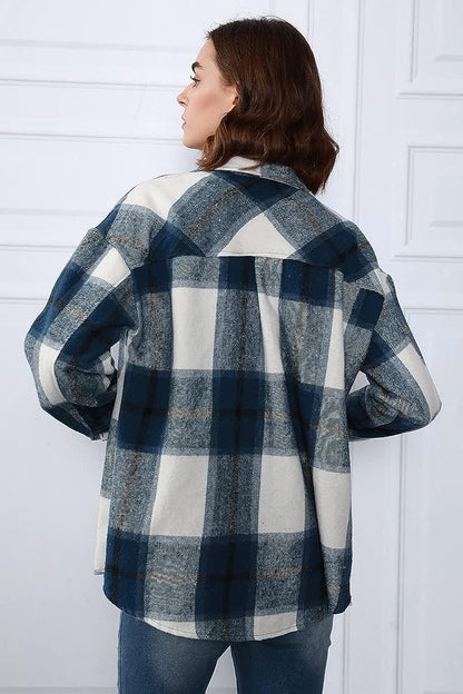 Casual Plaid Button Down Shacket