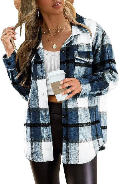 Casual Plaid Button Down Shacket