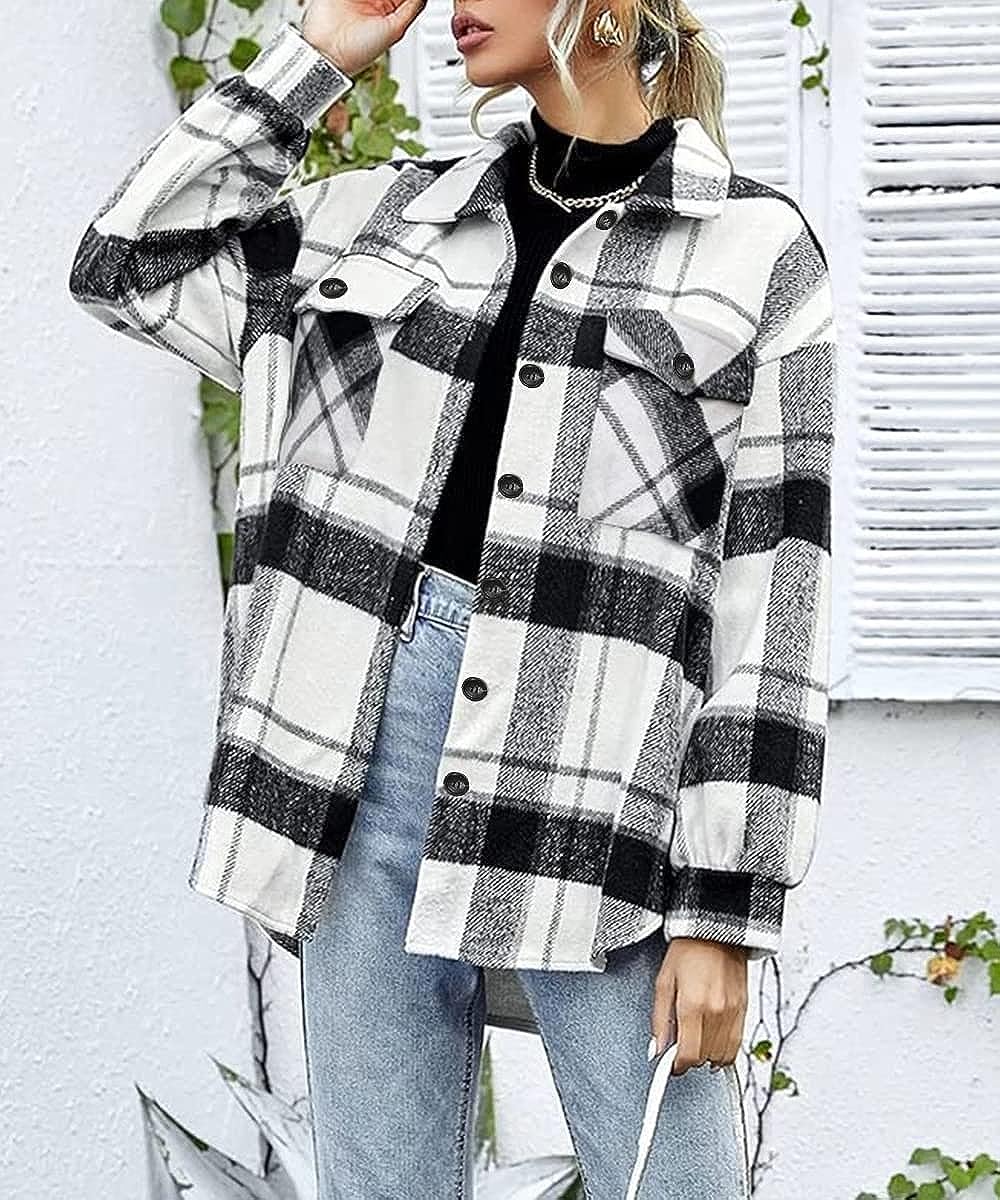 Casual Plaid Button Down Shacket