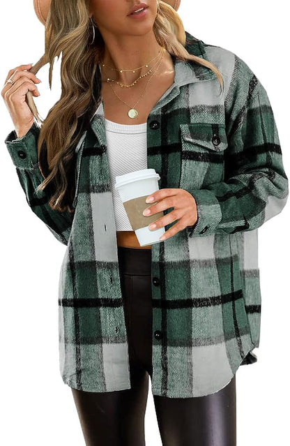 Casual Plaid Button Down Shacket