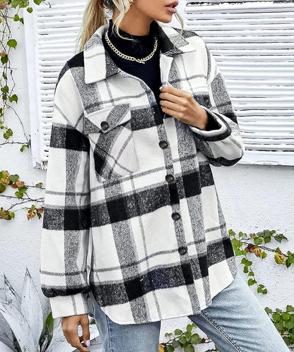 Casual Plaid Button Down Shacket