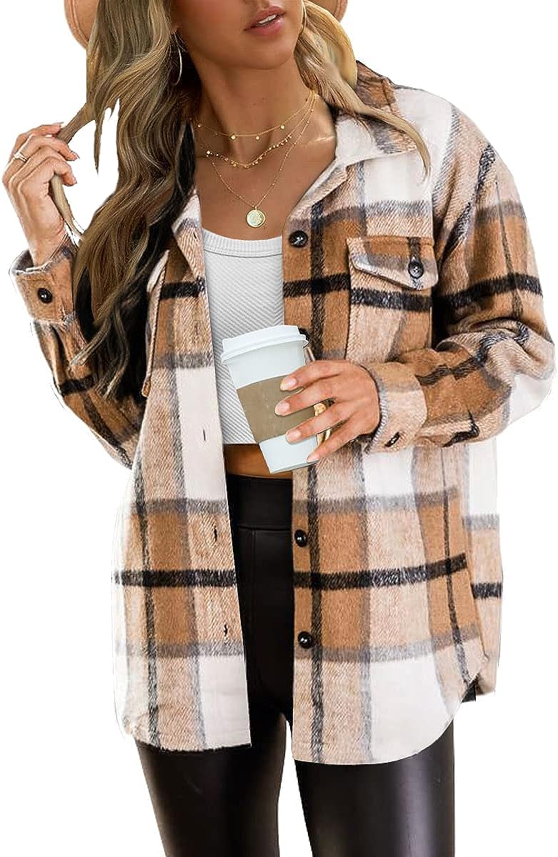 Casual Plaid Button Down Shacket