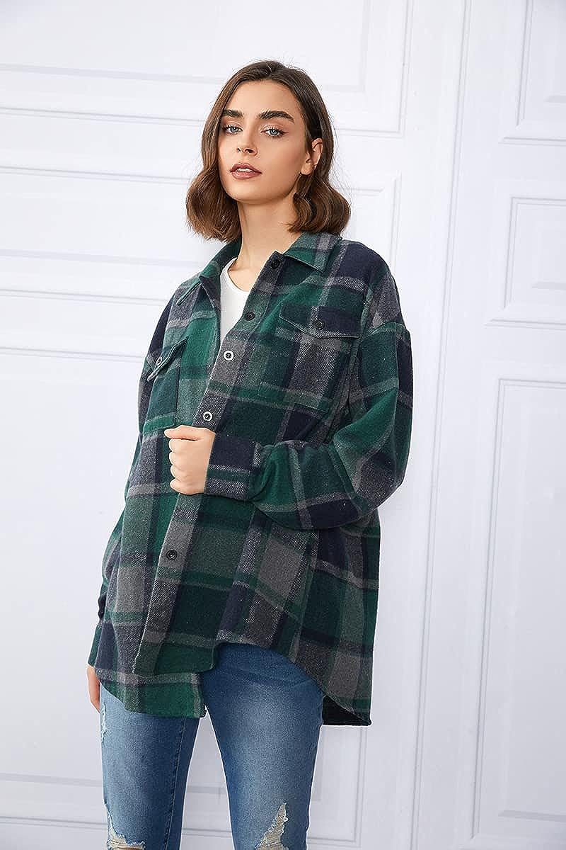 Casual Plaid Button Down Shacket