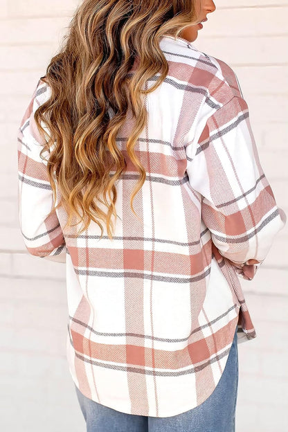 Casual Plaid Long Sleeved Button Down Shacket