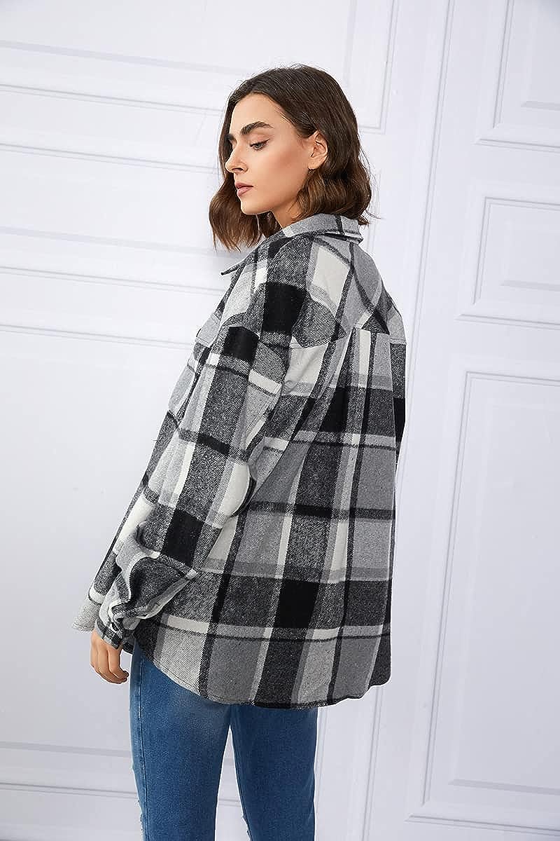 Casual Plaid Long Sleeved Shacket