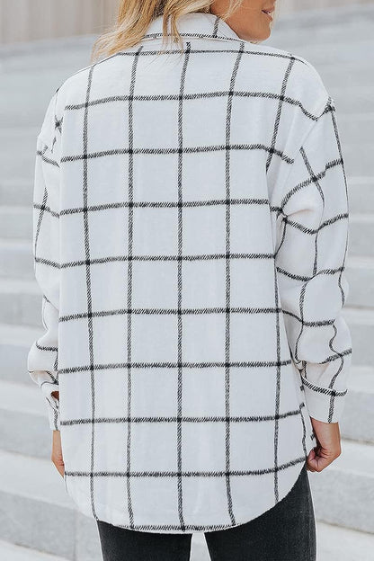 Casual Plaid Long Sleeved Shacket