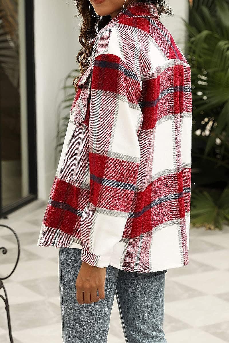 Casual Plaid Long Sleeved Shacket