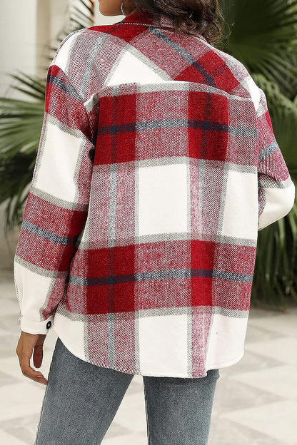 Casual Plaid Long Sleeved Shacket