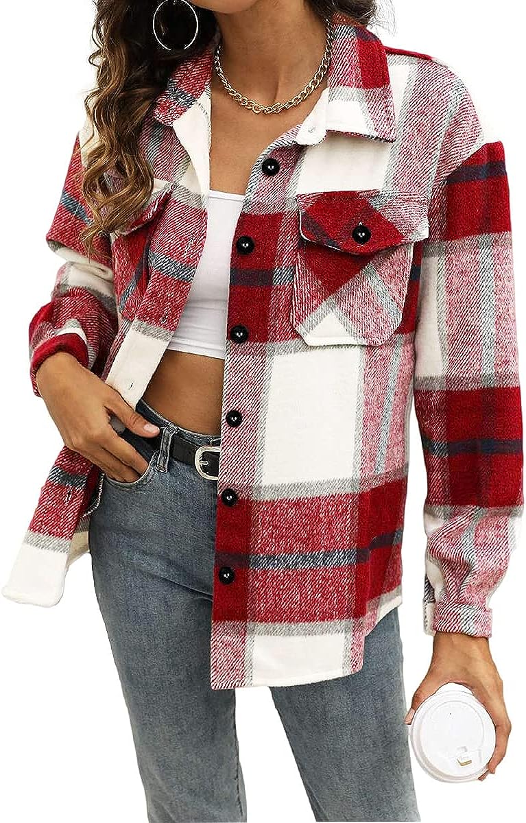 Casual Plaid Long Sleeved Shacket