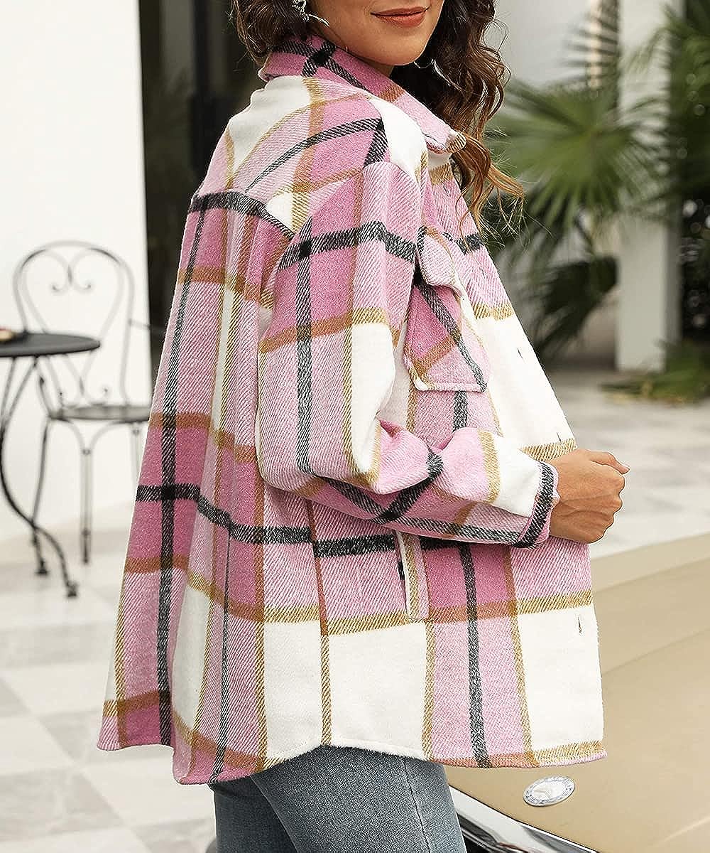 Casual Plaid Long Sleeved Shacket