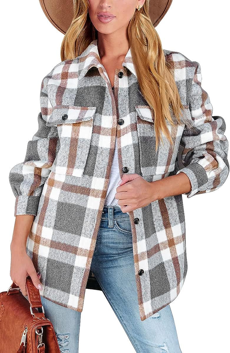 Casual Plaid Long Sleeved Shacket