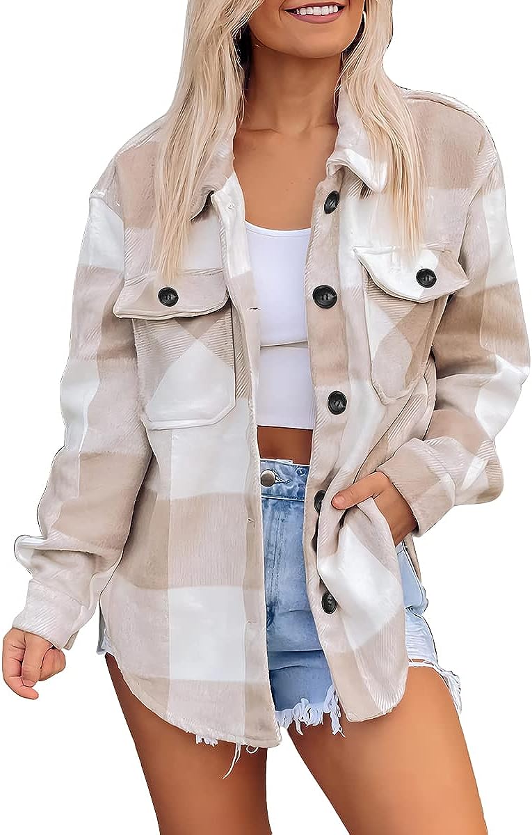 Casual Plaid Long Sleeved Shacket