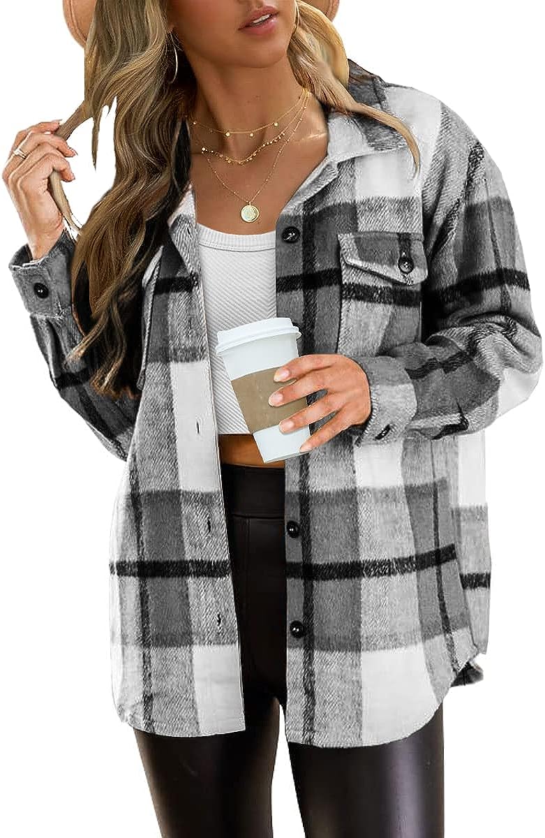 Casual Plaid Long Sleeved Shacket