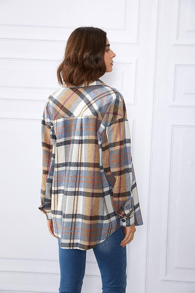 Casual Plaid Long Sleeved Shacket