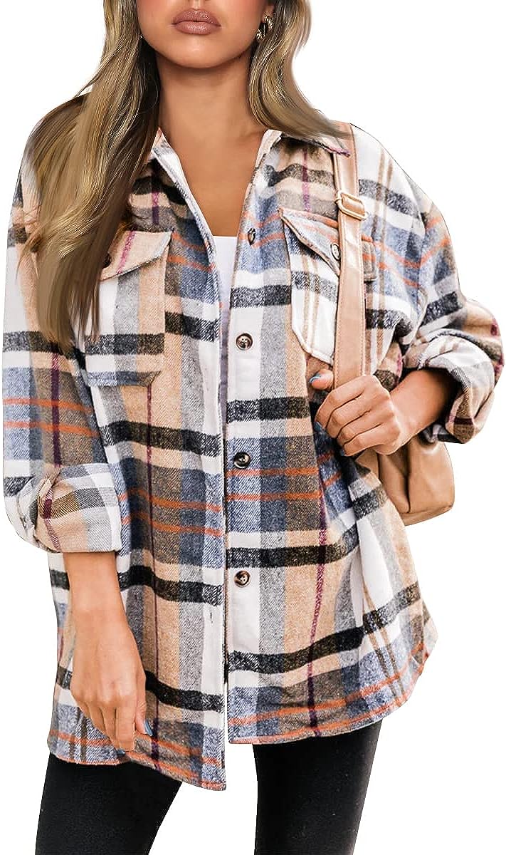 Casual Plaid Long Sleeved Shacket