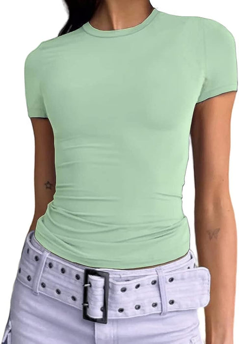 Casual Sleeve Crew Tight T Shirts