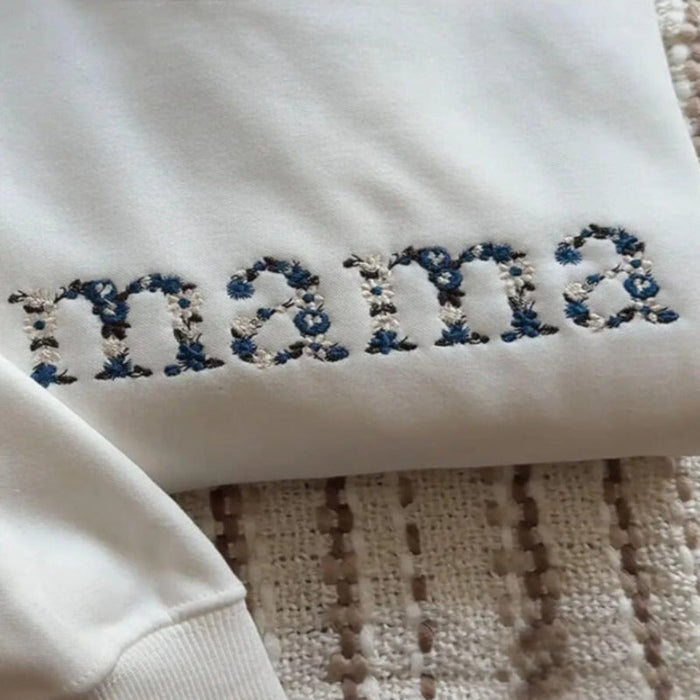 Custom Embroidered Mama Grandma Floral Sweatshirt Hoodie T Shirt