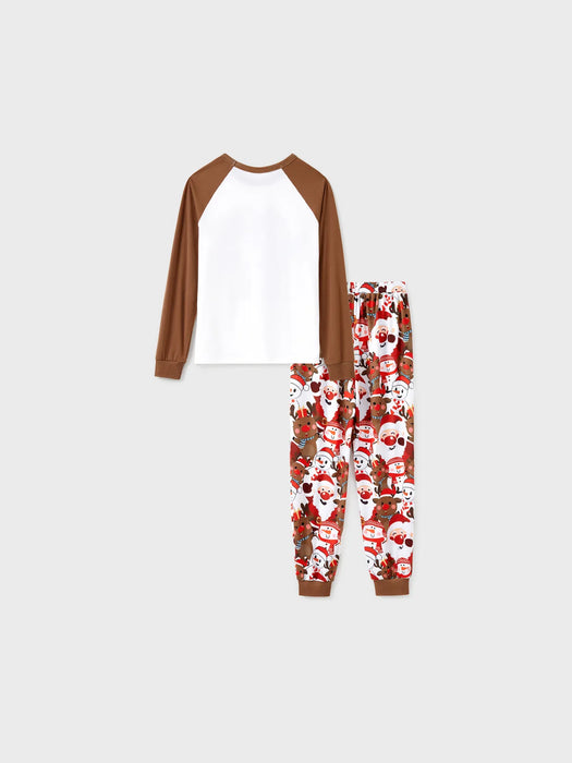 Christmas Family Matching Reindeer Print Raglan Sleeve Pajamas Sets