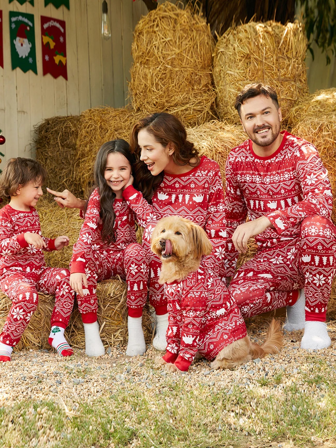 Festive Red Family Matching Pajama Set