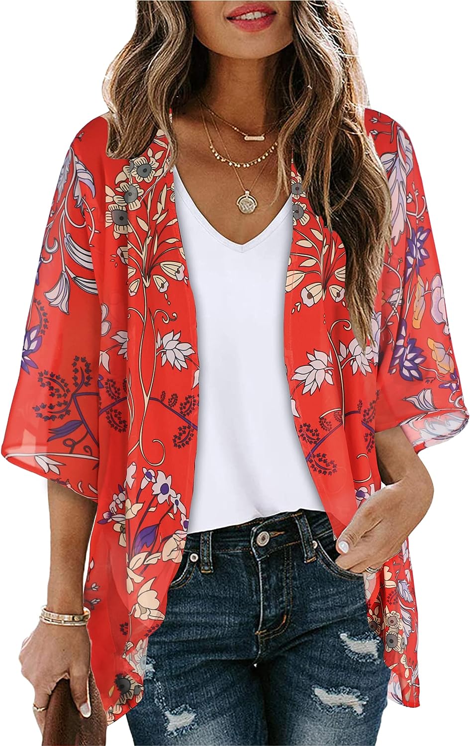 Floral Print Puff Sleeve  Top